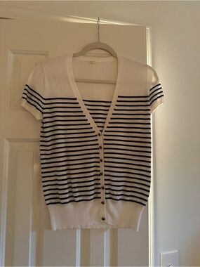 J. Crew Cream Short Sleeve Knit Top